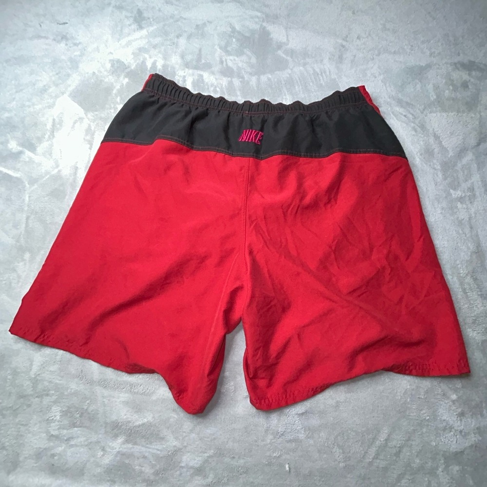 Nike Gray Tag Red Mesh Lined Swoosh Swim Board Shorts VINTAGE Y2K MENS XXL - Picture 2 of 10